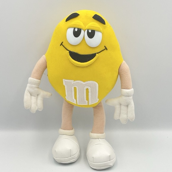 Vintage 1997 M&M's Yellow Character Plush 10" Mars Candy Advertising Toy Stuffed